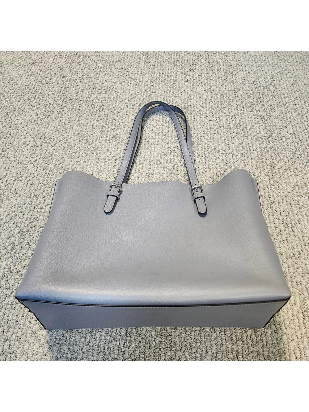 Coach Mollie Leather Tote Bag in Blue Gray Size Large